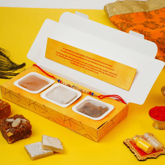 MishtCult Luxe Gift Box with Assorted Indian Sweets (Kaju Katli, Dodha Burfi, Besan Burfi) – Premium Gift Packaging – Red