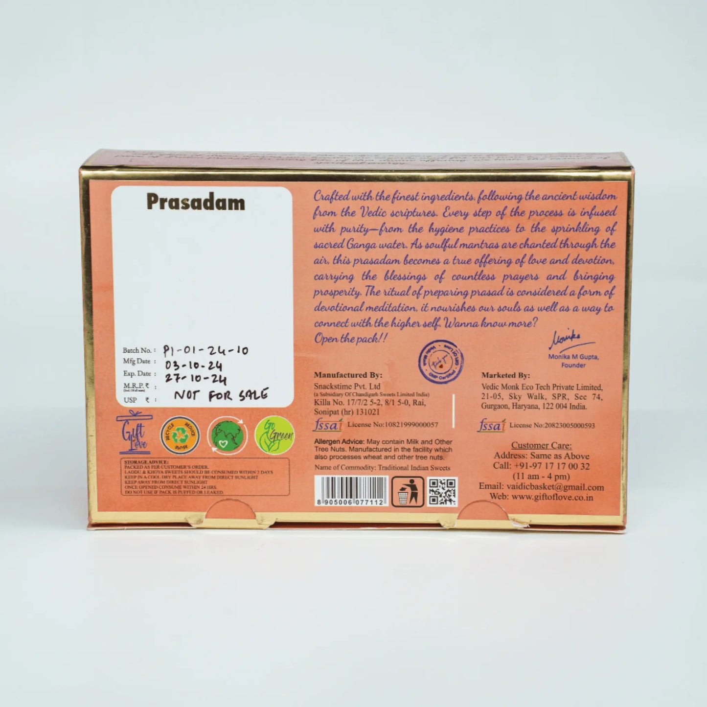 Prasadam Ladoo Selection – Motichoor, Besan, or Panjiri