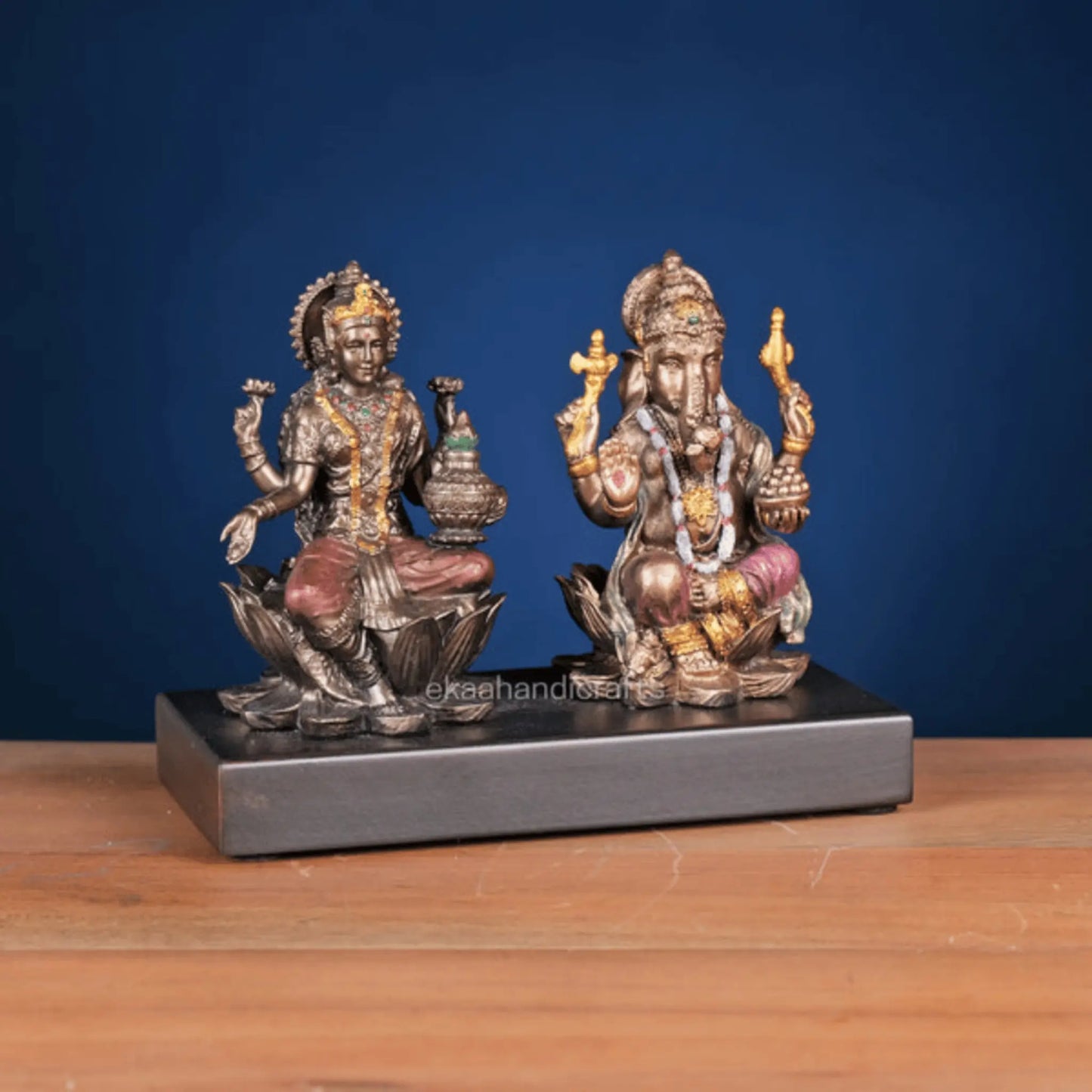 Lord Ganesha And Goddess Lakshmi On Lotus
