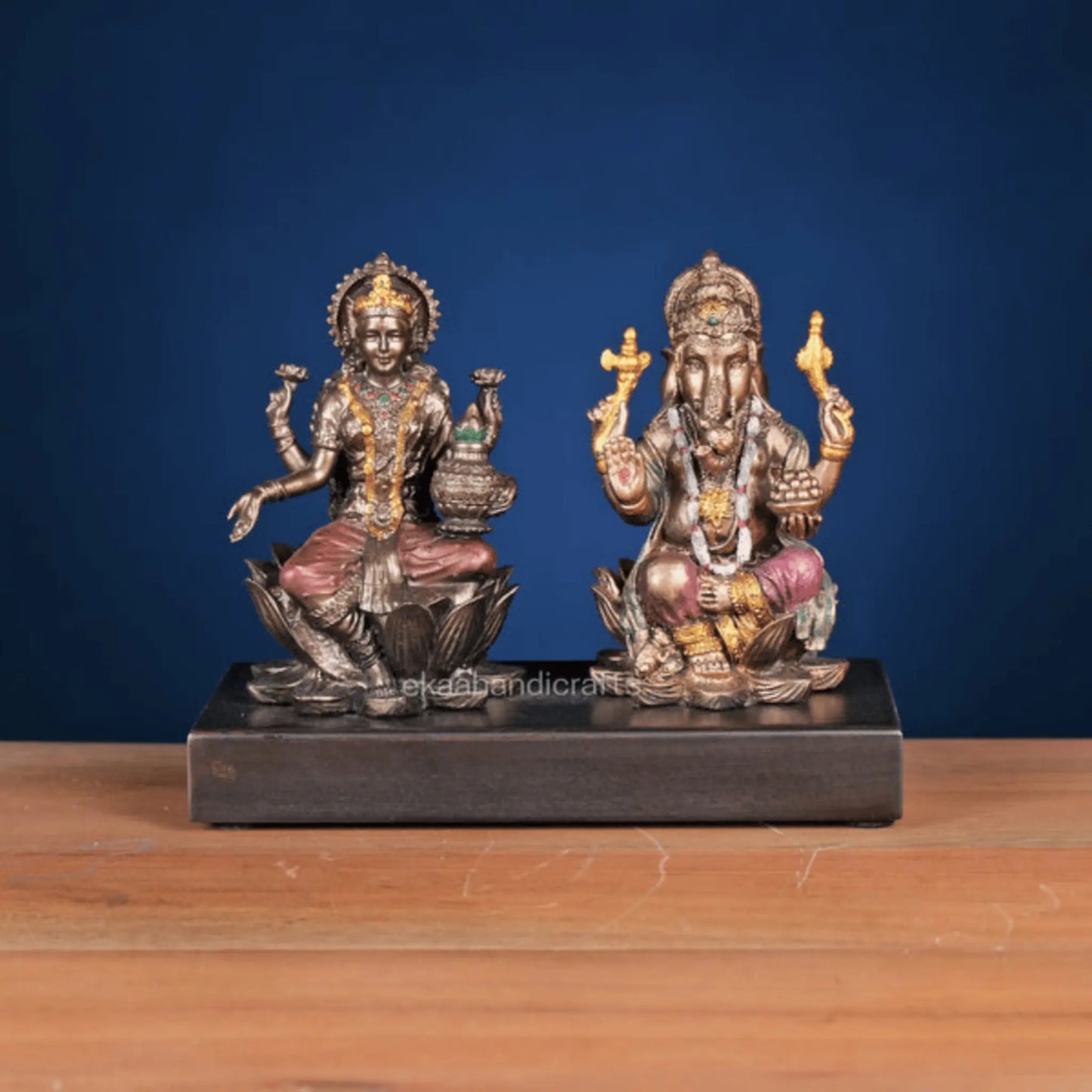 Lord Ganesha And Goddess Lakshmi On Lotus