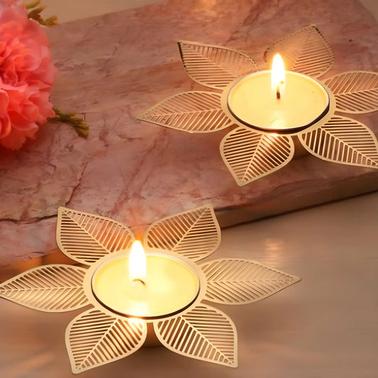 Lotus flower Single Layer Tea Light  - Set of 2
