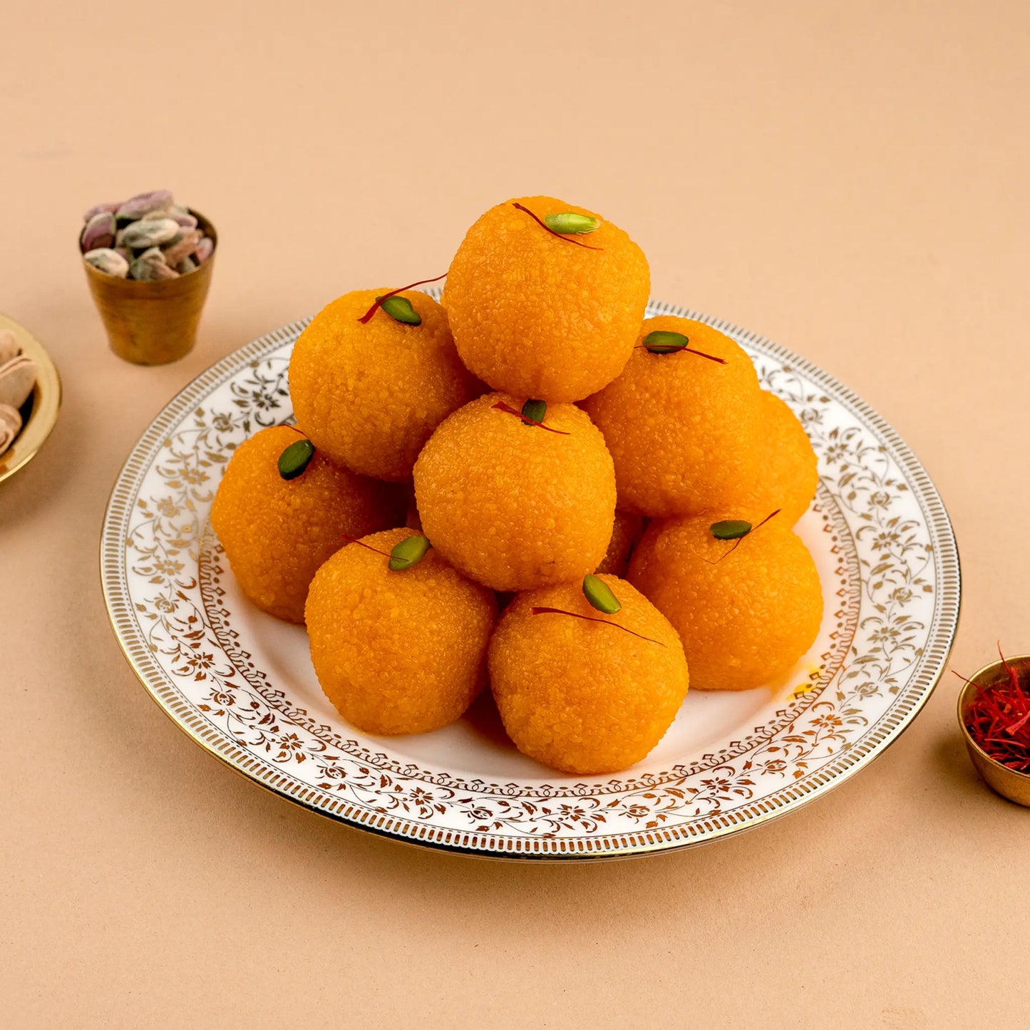 Prasadam Ladoo Selection – Motichoor, Besan, or Panjiri
