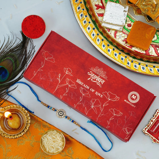 MishtCult Luxe Gift Box with Assorted Indian Sweets (Kaju Katli, Dodha Burfi, Besan Burfi) – Premium Gift Packaging – Red