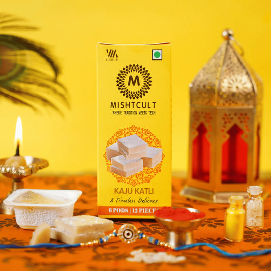 MishtCult Luxe Tall Gift Box with 6pcs Kaju Katli – Premium Sweets Hamper with Elegant Packaging
